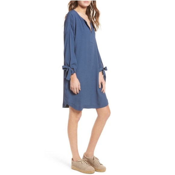 Madewell Dresses & Skirts - Madewell Du Jour Tie Sleeve Tunic Dress Blue Large